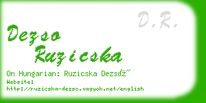 dezso ruzicska business card